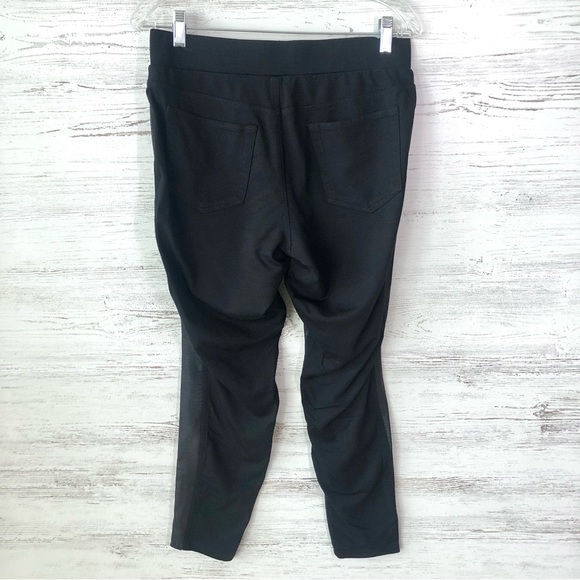 BOSTON PROPER Faux Leather Mixed Fabric Stretch Pull On Skinny Pants M Black - Picture 5 of 8
